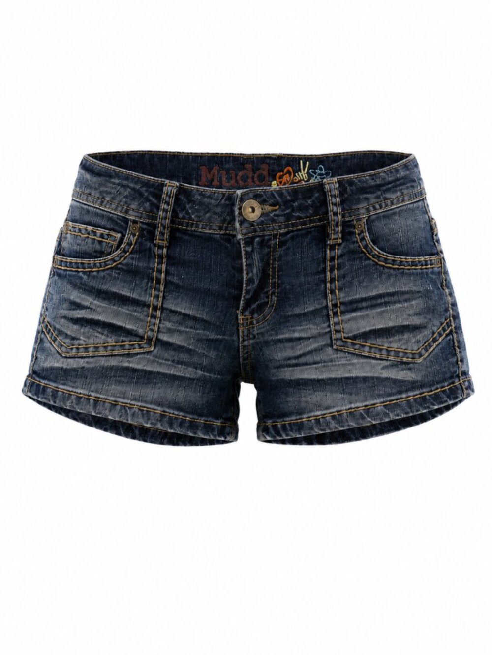 Mudd Y2K Low Rise Denim Shorts Graphic Waistband Size 7